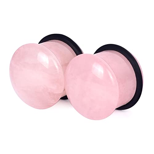 Oyaface 8 PCS Natural Stone Ear Plugs Set Piercing Gauges Black Pink Blue White - color: 00G (10mm), 8 PCS with O-Ring
