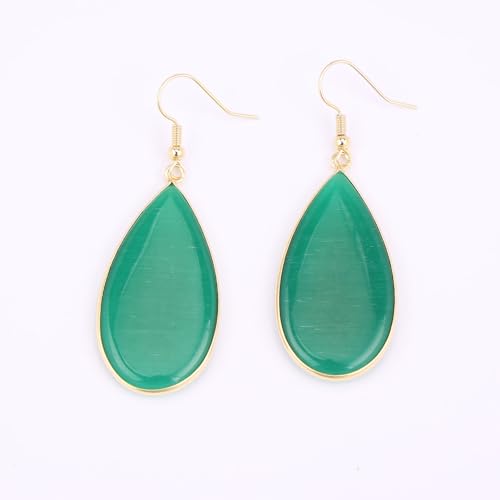 BaubleStar Natural Crystal Healing Stone Earrings Statement Teardrop Dangle Earrings for Women - color: Green
