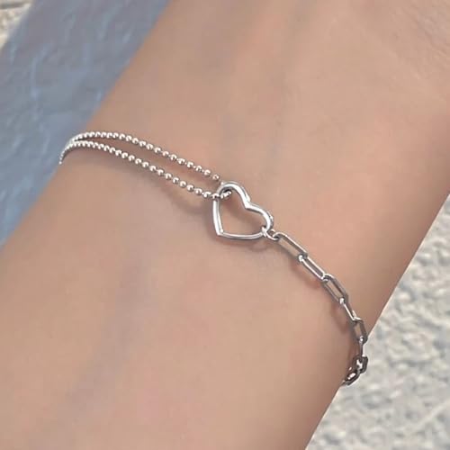 925 Sterling Silver Plated Heart Charm Bracelet for Women - Dainty Chain Love Gift Idea - style: Style2