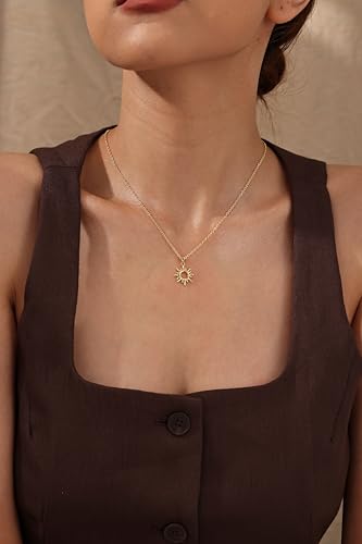 CHESKY Layered Necklaces for Women Trendy, Dainty 14k Gold Plated Pendant Necklace Layering Necklace for Women Non Tarnish Hypoallergenic Sun Gold Necklace Stack Gold Jewelry for Women Gifts - style: Sun-GD