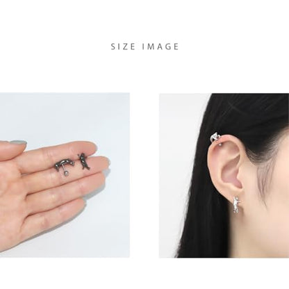 RIN 16G Cat Body Piercing Ball End Cartilage Jewelry Surgical Stainless Steel 1PC for Vertical Helix Ear Lobe Women Men - color: Black, 16G/A