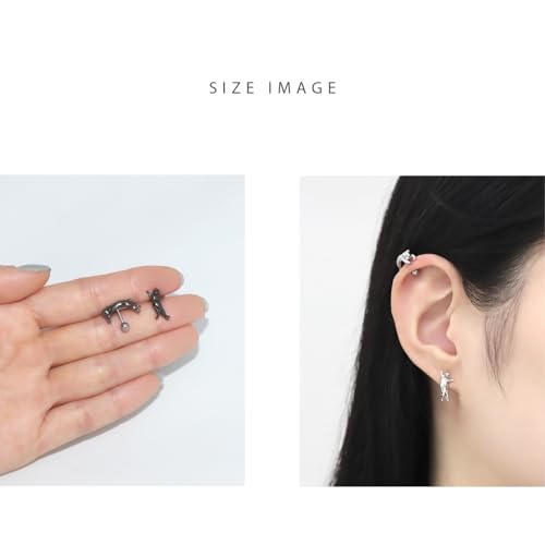 RIN 16G Cat Body Piercing Ball End Cartilage Jewelry Surgical Stainless Steel 1PC for Vertical Helix Ear Lobe Women Men - color: Silver, 16G/A