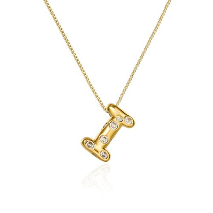 Cicy Bell Initial Necklace for Women 14k Gold Plated | Cubic Zirconia, Trendy, Personalized, Dainty Letter Pendant - color: I-Gold