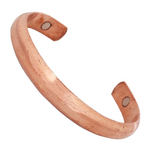 Touchstone Copper Bracelet Tibetan Style. Hand Forged with Solid and high Gauge Pure Copper. Elegant Minimalistic Design.KRBRA075-01-C_REM - style: 1 Convex Plain