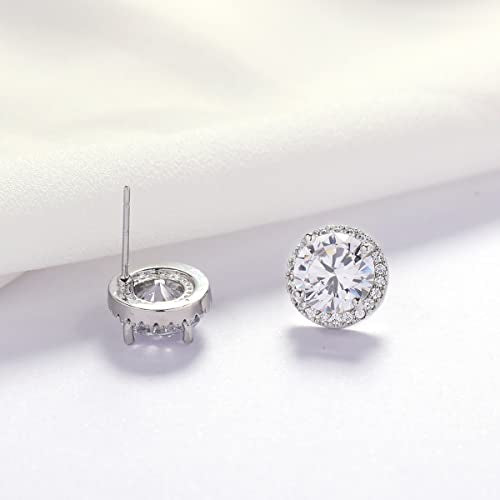 YOQUCOL Bright 8MM,10MM Cubic Zirconia Crystal Stud Earrings Round Pierced Earrings For Women - color: 10MM-White