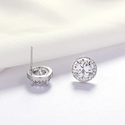 YOQUCOL Bright 8MM,10MM Cubic Zirconia Crystal Stud Earrings Round Pierced Earrings For Women - color: 10MM-White