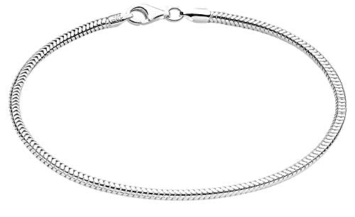Savlano 925 Sterling Silver Solid Italian Round Diamond Cut Flexible Snake Chain Bracelet With Gift Box For Women & Men - Made in Italy - style: 2.5mm