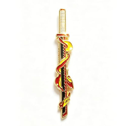 Anime Sword Enamel Tie Clips for Men, Gold-Tone, Anime Theme, Set of 9 Designs - color: Rengoku