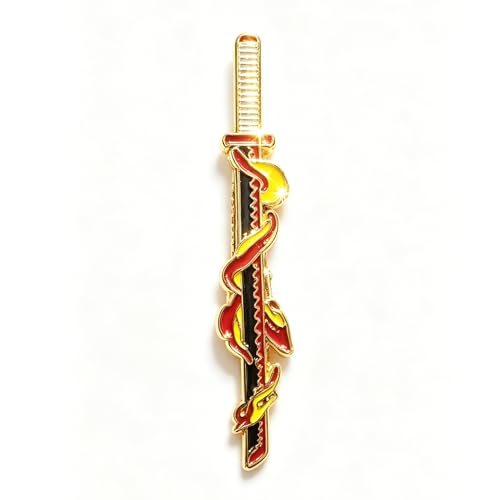 Anime Sword Enamel Tie Clips for Men, Gold-Tone, Anime Theme, Set of 9 Designs - color: Rengoku