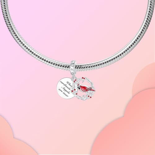 LUXILLA Love You Best Friend Grandma Wife Heart Charm 925 Sterling Silver Charms Fit for Bracelets Necklace Jewelry Gift for Women - color: Circle Red Hummingbird Charm