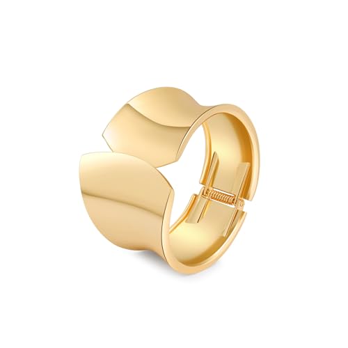 Bangle Bracelets for Women | 14K Gold Plated Trendy Wide Bracelets | Hinged Arm Cuff Bangles Chunky Bracelet for Women - color: Style H-Gold Plated Bangles