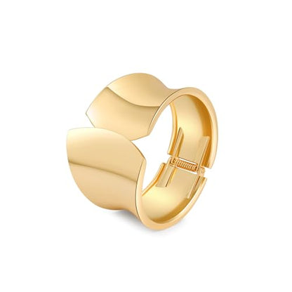 Bangle Bracelets for Women | 14K Gold Plated Trendy Wide Bracelets | Hinged Arm Cuff Bangles Chunky Bracelet for Women - color: Style H-Gold Plated Bangles