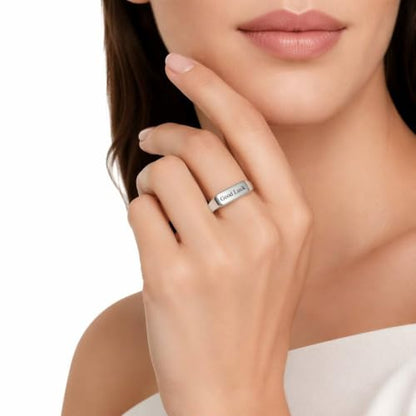 Stainless Steel Square Signet Rings for Men Women Gold/Silver Plain Pinky Thumb Ring, Gift for Dad Husband - color: Rectangle Silver-Custom