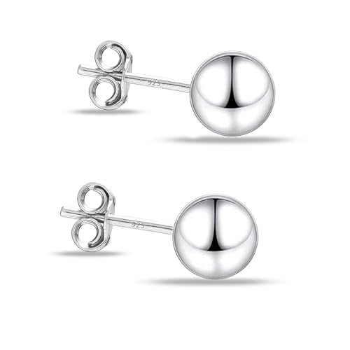 Charmsy 925 Sterling Silver Ball Post Stud Earrings for Women | Round Hammered Lightweight Disco Classic Ball Stud Earring for Women Teen | Sizes 3mm-11mm - style: 4mm-Classic