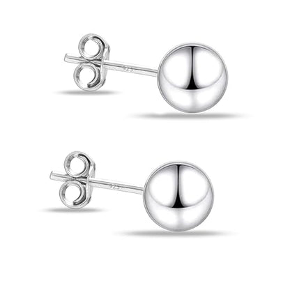 Charmsy 925 Sterling Silver Ball Post Stud Earrings for Women | Round Hammered Lightweight Disco Classic Ball Stud Earring for Women Teen | Sizes 3mm-11mm - style: 4mm-Classic