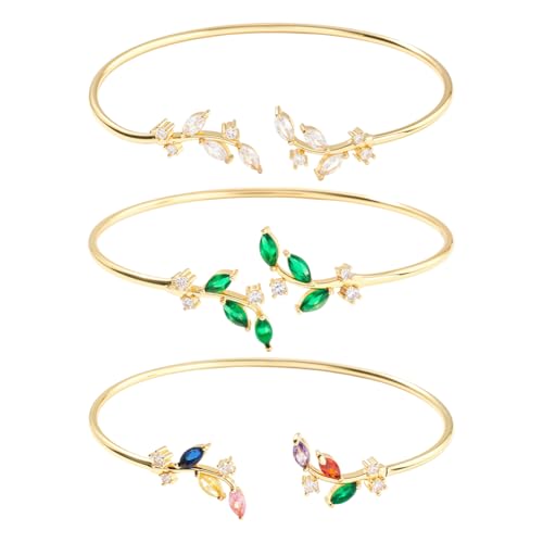 Cuff Bangle Bracelets for Women, Link Chain Bracelets Jewelry Gifts for Women - style: Gold Leaf