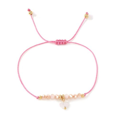 Boho Glass Seed Beaded Bracelets For Women, Handmade Romantic Gold Plated charm String Braided Rope Adjustable Jewelry, Summer Beach Daily Party Friendship Gift - color: Rose Quartz