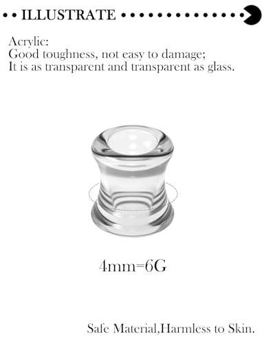 6G-50mm Acrylic Hollow Gauges for Ear lightweight Tunnels Clear Double Flared Ear Flesh Plugs Tunnels Earrings for Women Men - color: 2G = 6mm