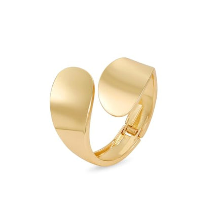 Bangle Bracelets for Women | 14K Gold Plated Trendy Wide Bracelets | Hinged Arm Cuff Bangles Chunky Bracelet for Women - color: Style P-Gold Plated Bangles