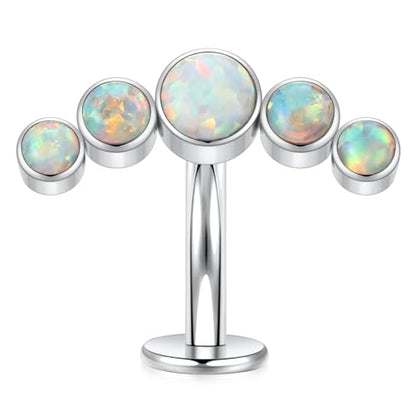 G23 Titanium Belly Jewelry 14G Flat Bottom Floating Belly Button Rings Curved Belly Barbell Navel Ring Belly Piercing 8/10/12/14mm Navel Rings Belly Piercings Jewelry for Women - color: Style5:Silver,5 Round White Opal