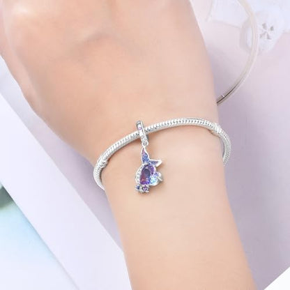 925 Sterling Silver Charms Bead for Bracelets Necklaces, Star Moon Crescent Sun Solar Pendent, Blue Ocean Starfish Shells Turtle Crab Starry Sea Cute Jewelry Birthday Gifts for Women Men - style: Mermaid tail charms