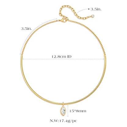 Gold CZ Choker Necklace Trendy Statement | Gold choker necklace, CZ pendant, Adjustable chain, Dainty statement, Summer gift, Gift for women, Lightweight - style: 23494
