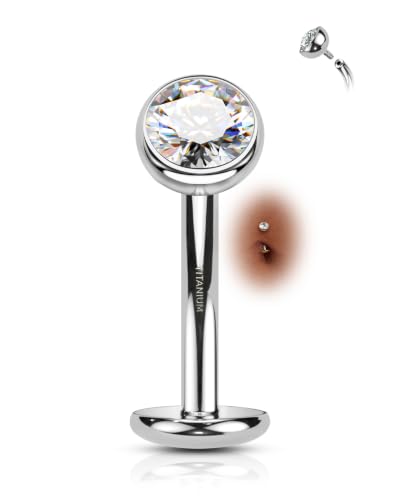 COCHARM G23 Solid Titanium Belly Button Rings Floating Belly Navel Rings 14G Internally Threaded Belly Piercing Jewelry Hypoallergenic - color: WG-10MM