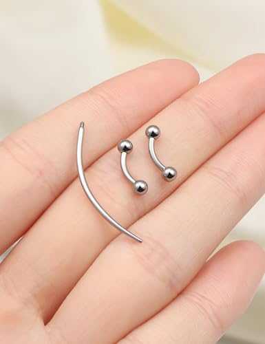Eyebrow Piercing Jewelry F136 Titanium Internally & externally Threaded Curved Barbell Vertical Labret Lip Jewelry Ear Rook Navel Belly Button Ring Women Men 20g 18g 16g 6mm/8mm/10mm/12mm - color: 6mm 16G Internal Thread Titanium Ball Eyebrow Rings
