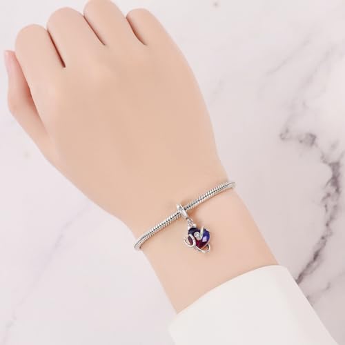 CYCUFF 925 Sterling Silver Charms Suitable for Charm Necklaces, Bracelet Pendants Beads Jewellery Gift for Women - color: Nurse Stethoscope Gradient Heart Charm