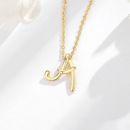 EUDORA Sterling Silver Initial Necklaces for Women, Classic 26 Letter Neckless Gifts for Girls, Sister, Mother Daughter, 18 inch Chain - style: A-Gold