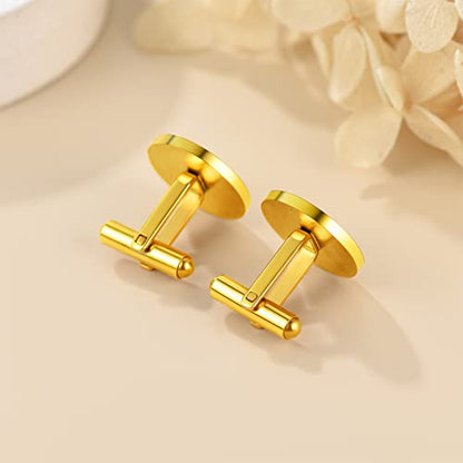 Custom4U Custom Photo Cufflinks for Men Father of the Bride Gifts - color: G-Custom Text-Gold