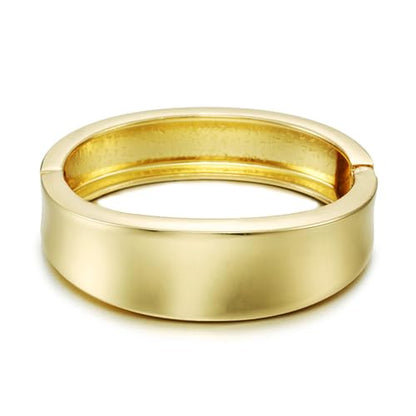 Chunky Gold Bangle Bracelets for Women, 14K Gold Plated Wide Cuff Bracelet | Stackable Open Cuff Bangles, Trendy Statement Jewelry Gift for Women - color: Gold-1