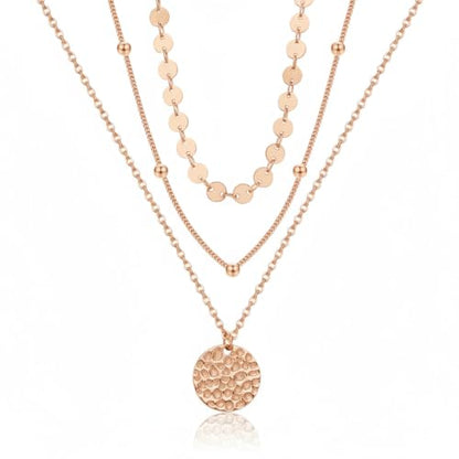 MONGAS Boho Layered Necklace Sterling Silver Triple 3 Stacked Vertical Bar Triangle Long Layering Necklaces Christmas Jewelry Gifts for Women - style: Rose gold