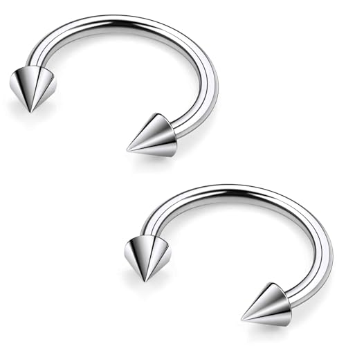 20G 18G 16G 14G 12G Horseshoe Nose Ring Titanium Septum Rings Piercing Jewelry Cartilage Conch Helix Rook Lip Tragus Earring Hoop Eyebrow Retainer For Women Men 6mm 8mm 10mm 12mm 14mm 16mm 19mm - size: Spike: 16G - 8MM