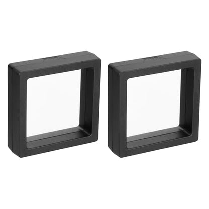MECCANIXITY Floating Frame Display Holder Stand 3D Jewelry Display Box 2.76 x 2.76 x 0.79 Inch Black for Ring Necklace Bracelet Earring Pack of 2 - color: Black, size: 2.76 x 2.76 x 0.79 inch