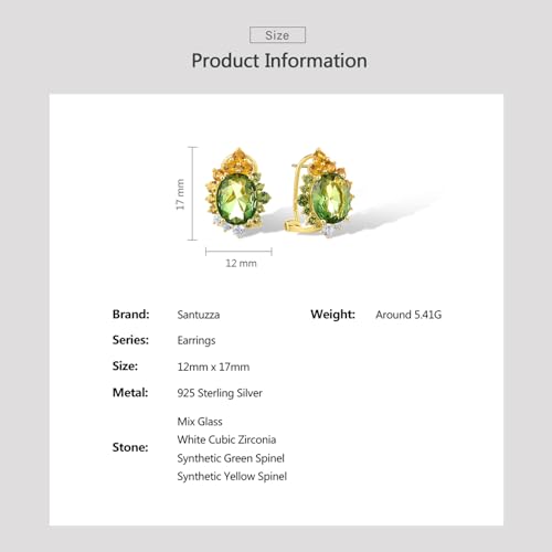 Santuzza Sterling Silver Gemstone Flower Earrings for Women - color: [A]Sunflower-Oval Green