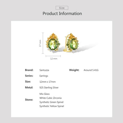 Santuzza Sterling Silver Gemstone Flower Earrings for Women - color: [A]Sunflower-Oval Green