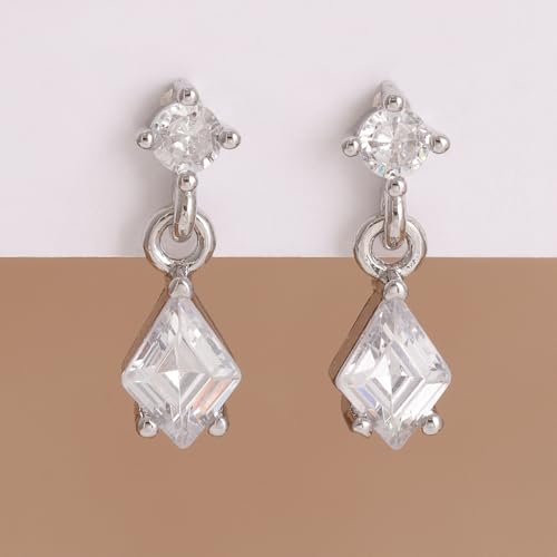 Crystal Drop Dangle Earrings Gold Silver Sparkling CZ Teardrop Earrings Elegant Lightweight Jewelry - color: Silver