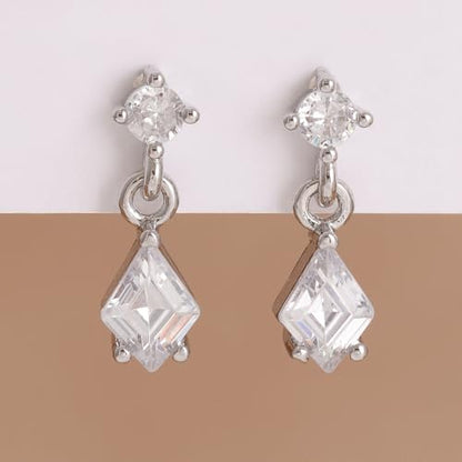 Crystal Drop Dangle Earrings Gold Silver Sparkling CZ Teardrop Earrings Elegant Lightweight Jewelry - color: Silver