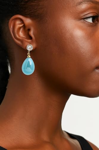 Pearl Clip on Earrings for Women - 14K Gold Silver Plated Cubic Zirconia Non Pierced Ear Clips Jewelry Gifts for Wedding Bridal Party Gifts - color: Light Blue-10mm