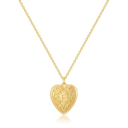 Gold Initial Heart Letter Pendant Necklace Jewelry for Women | 14K Gold Plated Fashion Waterproof Statement Cute Necklaces Dainty Personalized Name Friendship Couple Gifts for Women - color: Initial E