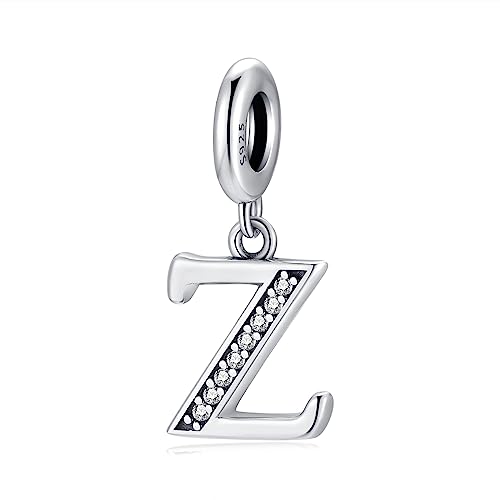 BETTY&SARAH 925 Sterling Silver Letter Charms for Bracelets and Necklace Alphabet Initial Pendant Jewelry Gift for Women - color: Pendant Z