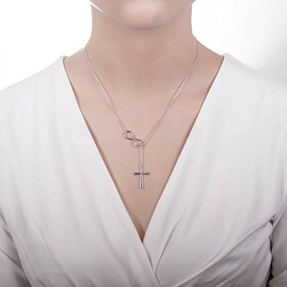BERRICLE Sterling Silver Lariat Necklace for Women - Celestial Charm, Infinity Cross, Melody Note, Teardrop Styles - style: Infinity Cross