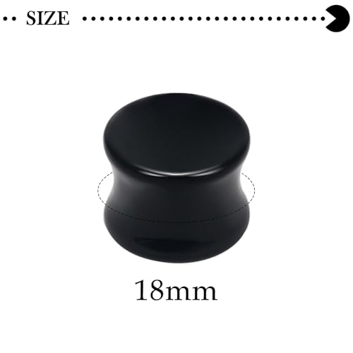 6G-30mm Solid Acrylic Black Gauges for Ear lightweight Tunnels Double Flared Saddle Ear Plugs Tunnels Earrings for Women Men - color: 18mm = 11/16 inch