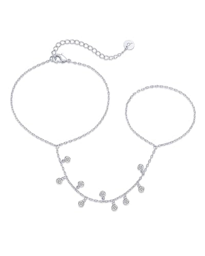 PAVOI Hand Chain Bracelet for Women, 14K Gold Plated Adjustable Ring Chain | Hand Chain Bracelet, Ring Bracelet Hand Chain, Arm & Body Jewelry - style: Climber CZ