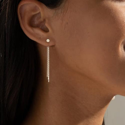 Gold Earrings for Women, 14K Gold Plated Tassel Dangle Earrings for Women Trendy Hypoallergenic Long Chain Earring Dainty Pearl Drop Earrings Elegant Wedding Earring Fashion Jewelry for Womens - color: 3tassel earrings-silver