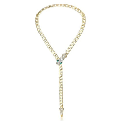 Bendable Snake Chain Necklace for Women Arm Cuff Flexible Twisty Multi-purpose DIY Bracelet and Punk Choker Trendy Medusa Snake Jewelry Gift - style: Green Eye Snake Gold