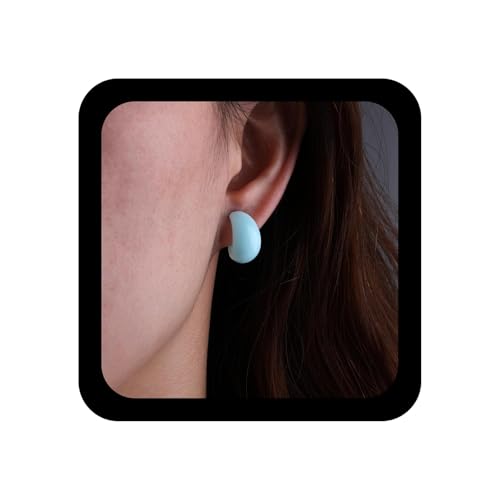 Green Acrylic Chunky Hoop Earrings Resin C Shaped Circle Open Hoop Earrings Vintage Cute Candy Geometric Earring Small Acrylic Studs Earring Jewelry for Women - color: Blue