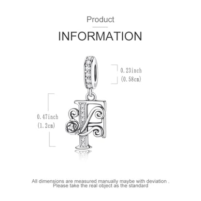 LNQOBU Complete A~Z Alphabet Charm Letter Beads, Solid 925 Sterling Silver with Cubic Stones Rose Alphabet Charm fits Pandora Bracelets Necklace Women Jewelry - color: CYT-F
