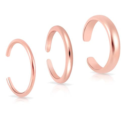 Mikovivi 3pcs Adjustable Toe Rings, Thin Open Band Toe Rings Elegant Summer Beach Foot Jewellery for Woman - color: Rose Gold